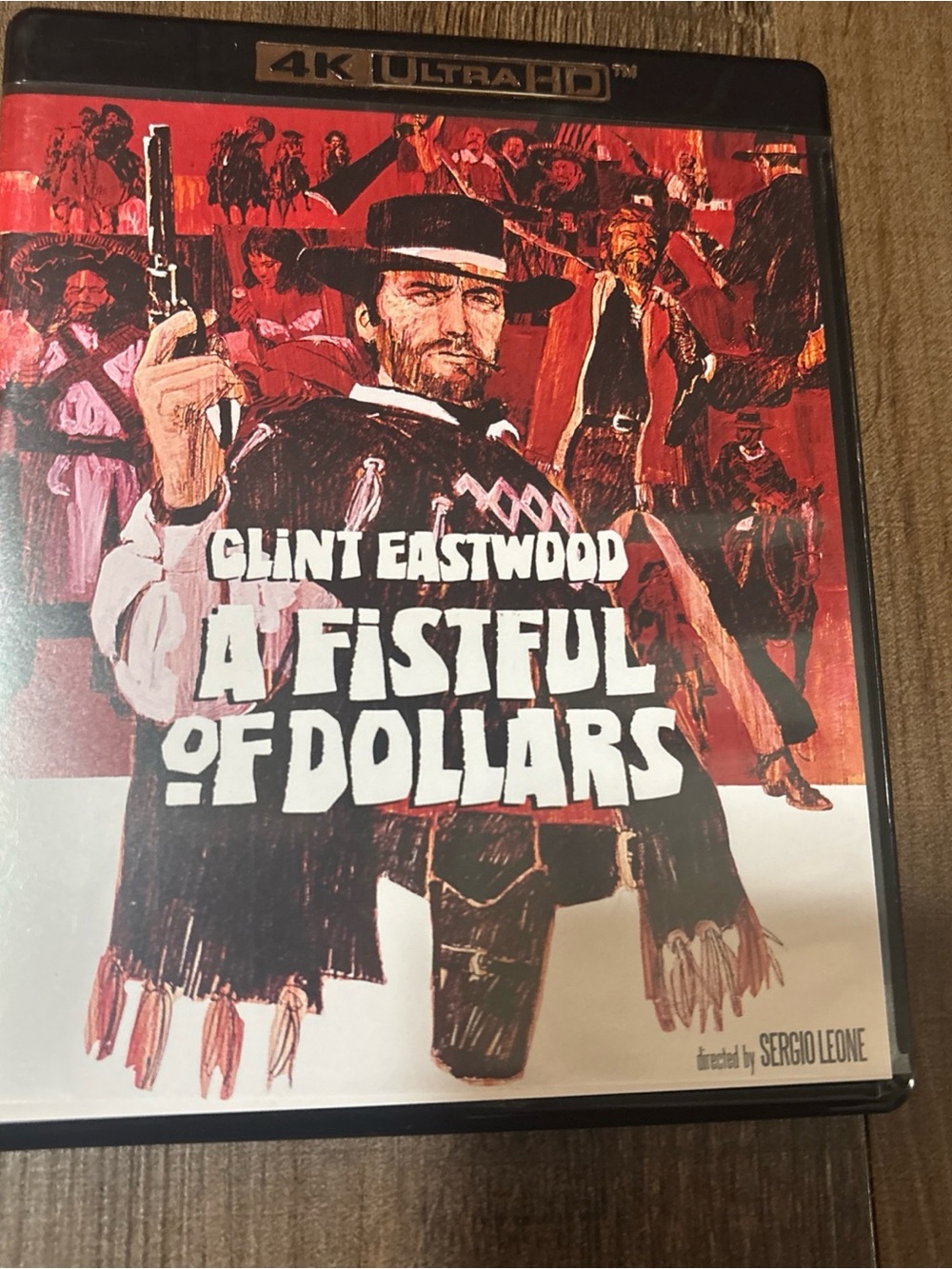 A Fistful of Dollars 4k Ultra Hd DVD - Red and White Western Poster
